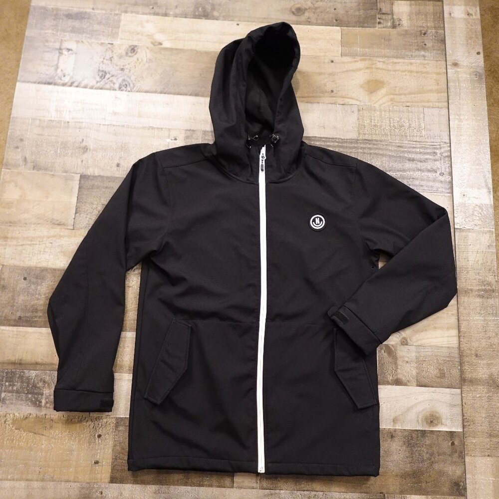 Neff Softshell Jacket Men’s Medium Black Hooded Zip Front‎ Streetwear Snow Urban